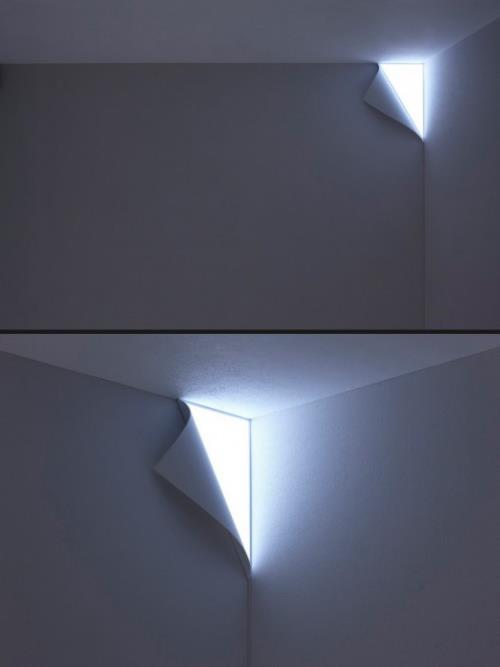 Εξαιρετικά φώτα τοίχου, μινιμαλιστικός σχεδιασμός σαν ένα κομμάτι ταπετσαρίας ενσωματωμένο φως
