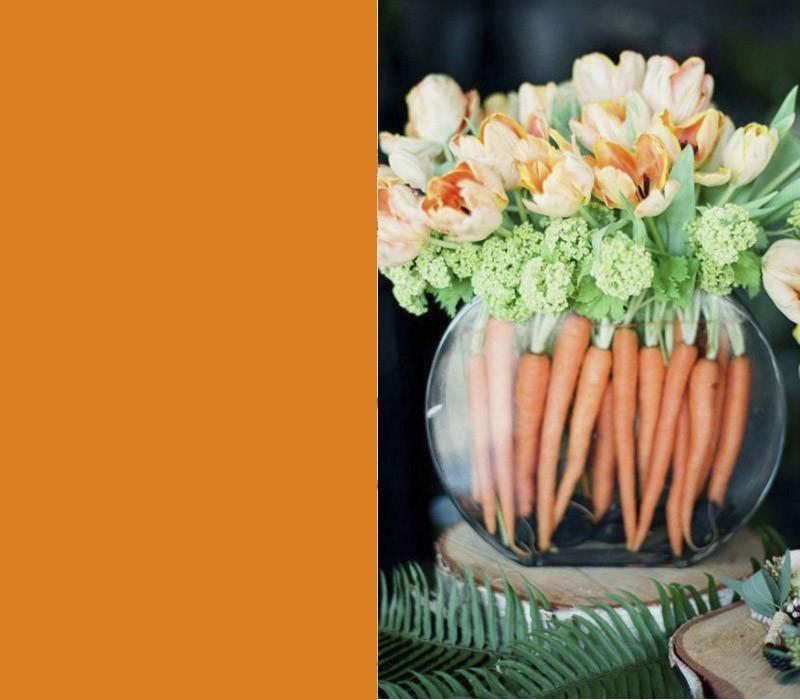 Χρώματα καρότα τουλίπες πορτοκαλί τραπέζι που τραβάει τα βλέμματα του Πάσχα