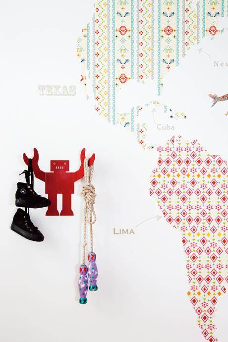 Πολύχρωμα αυτοκόλλητα τοίχου χάρτες σχέδια παιδικό δωμάτιο γάντζοι τοίχου χάρτης