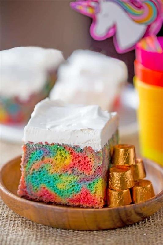 Πολύχρωμες και νόστιμες ιδέες συνταγής κέικ ουράνιου τόξου πολύχρωμο μαρμάρινο κέικ