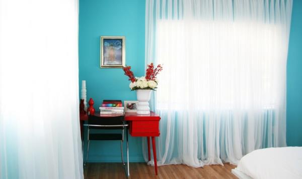 Ιδέες μπλε σχεδιασμός και χρώματα τοίχων κουρτίνες κρεβατοκάμαρας