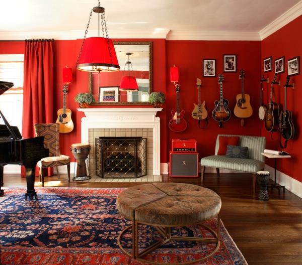 Σχεδιασμός χρώματος και ιδέες χρωμάτων τοίχων κόκκινο κιθάρας