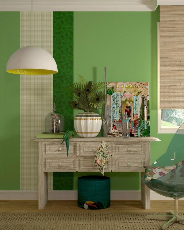 Ιδέες χρώματος σχεδιασμού τοίχων τοίχου πράσινο σαλόνι