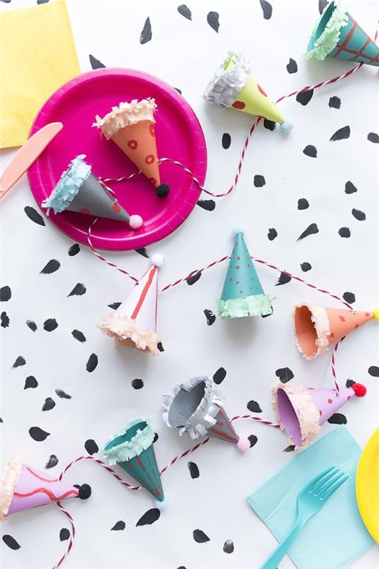 Διακοσμήσεις καρναβαλιού Tinker - οδηγίες και ιδέες παιχνιδιών για μικρούς και μεγάλους πολύχρωμους καπέλους γιρλάντα πάρτι