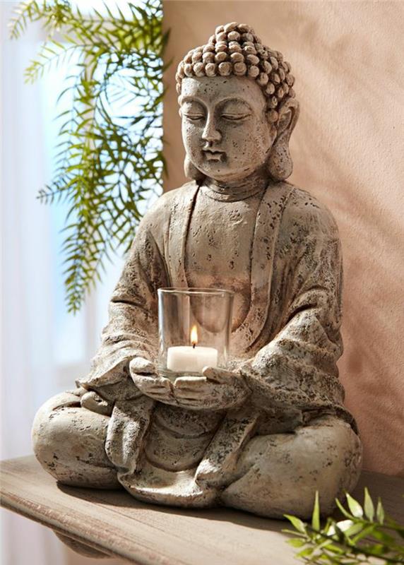 Φενγκ Σούι μπάνιο φυτά εσωτερικού χώρου άγαλμα του Βούδα
