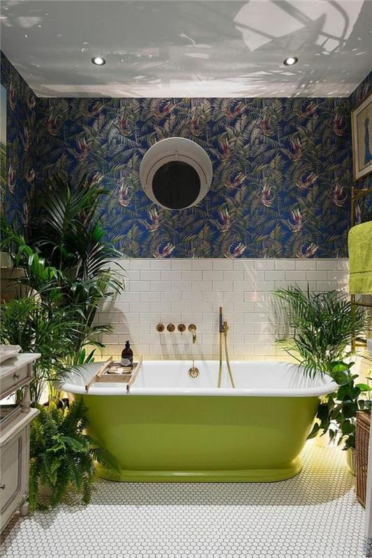 Φενγκ Σούι πράσινα λουτρά εσωτερικού χώρου με μπανιέρα εσωτερικού χώρου