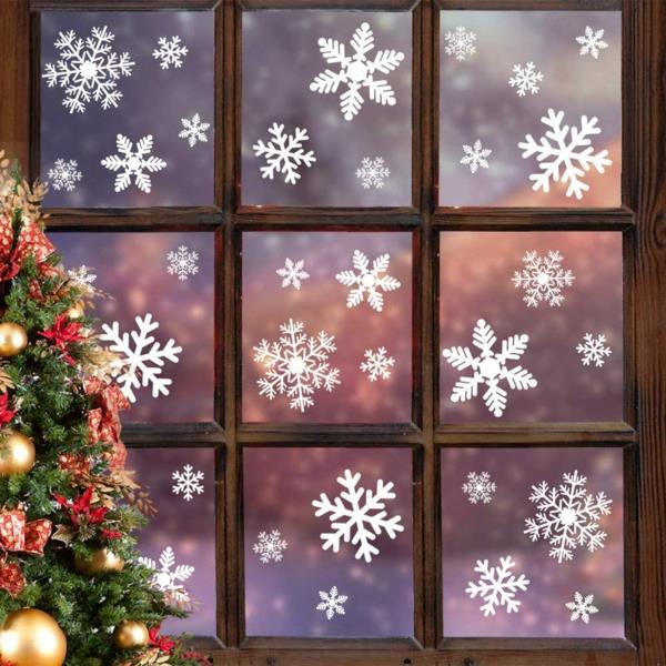 Χριστουγεννιάτικη διακόσμηση παραθύρων αστέρι αυτοκόλλητο νιφάδες χιονιού
