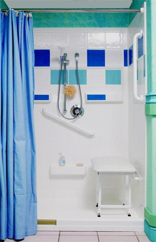 καμπίνες ντους πλήρης πλήρης ντους μπλε κουρτίνα ντους