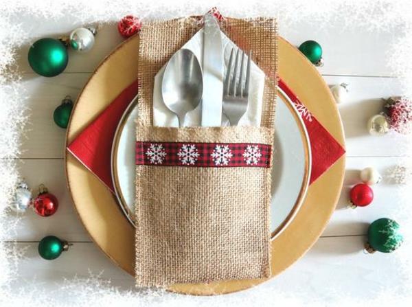 Εορταστικές τσάντες μαχαιροπίρουνα για τα Χριστούγεννα ράψτε μόνοι σας το τραπέζι
