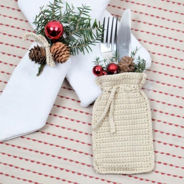Ράψτε τις δικές σας γιορτινές τσάντες μαχαιροπίρουνα για χριστουγεννιάτικη πλεκτή τσάντα μαχαιροπίρουνα