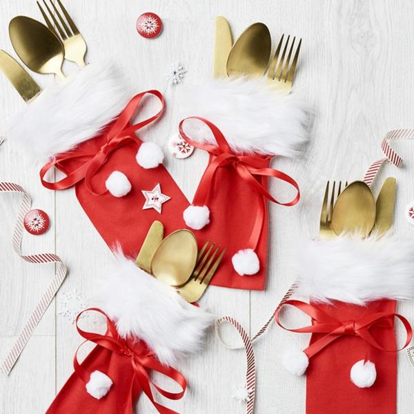 Ράψτε τις δικές σας γιορτινές τσάντες μαχαιροπίρουνα για τα Χριστούγεννα σε κόκκινο και άσπρο