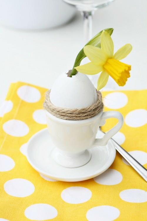 Εορταστικές ιδέες διακόσμησης Πασχαλινά κίτρινα κελύφη αυγών νάρκισσους