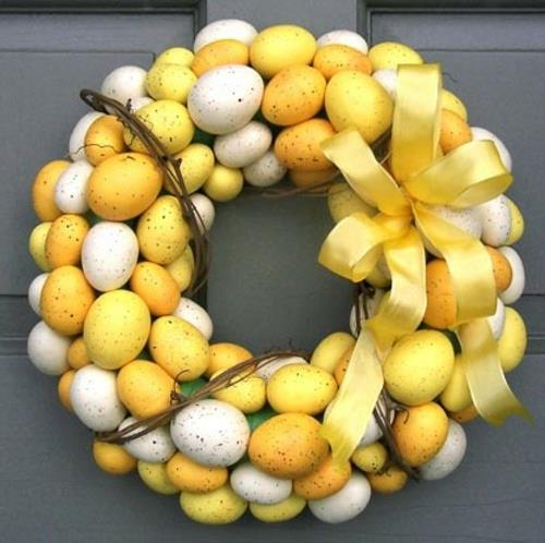 Ιδέες διακόσμησης για Πασχαλινά Πασχαλινά στεφάνια κίτρινα αυγά