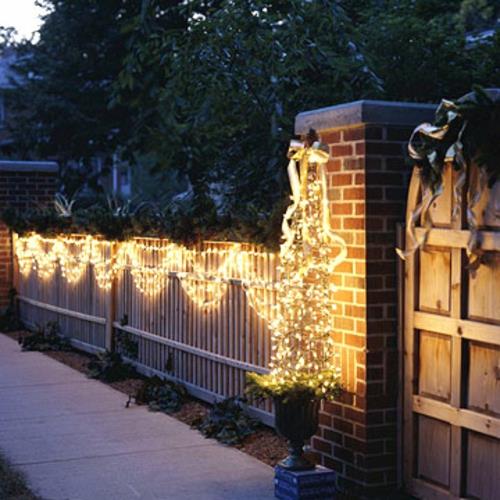 Φωτισμός κήπου για αλυσίδα πρόσοψης φράχτη κήπου Χριστουγέννων