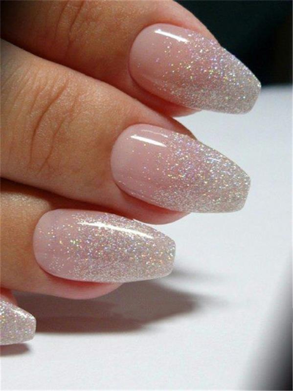 Fingernails baby boomer νύχια λευκά ροζ glitter