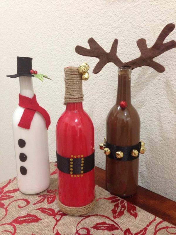 Διακόσμηση μπουκαλιού για χριστουγεννιάτικο χιονάνθρωπο ελαφιού με σπρέι