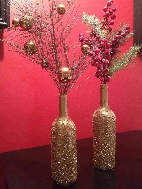 Διακόσμηση μπουκαλιών για χριστουγεννιάτικες μπάλες σπρέι χρυσές