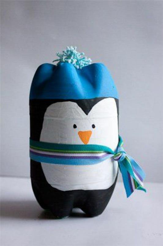 Μπουκάλι διακόσμηση μπλε χριστουγεννιάτικο σπρέι πιγκουίνος