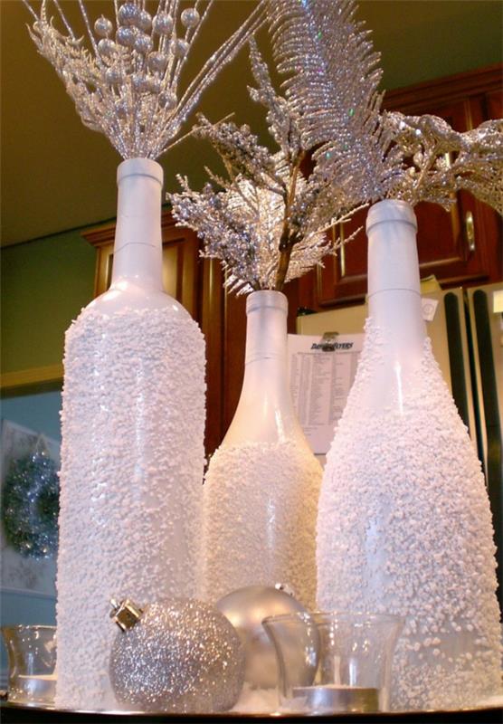 Διακόσμηση μπουκαλιών ανακύκλωση χριστουγεννιάτικο σπρέι λευκό