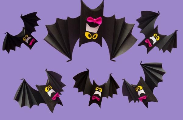 Φτιάξτε νυχτερίδες με παιδιά για το Halloween - 50 μαγευτικές ιδέες και οδηγίες ρολά τουαλέτας χαρτόνι ρολά ρόπαλα