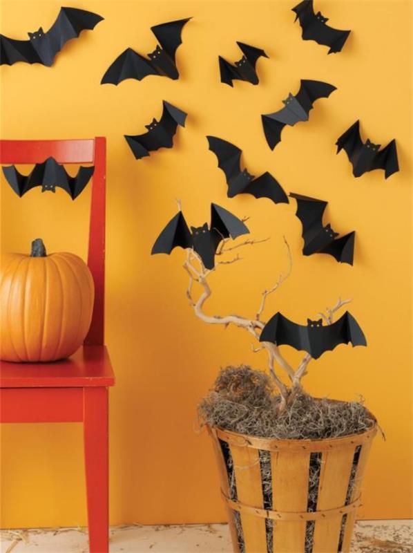 Bat tinker με παιδιά για Απόκριες - 50 μαγευτικές ιδέες και οδηγίες wall deco νυχτερίδες πορτοκαλί
