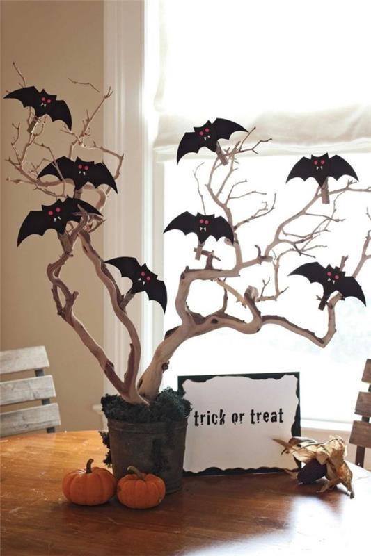 Bat tinker με παιδιά για το Halloween - 50 μαγευτικές ιδέες και οδηγίες κλαδιά ζώων diy deco