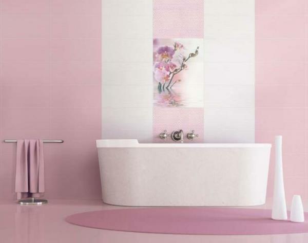 Μπάνιο μπάνιου εικόνες πλακάκι σχεδιασμός ροζ μπανιέρα