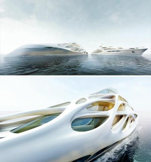 Σχέδιο οργανικών σχημάτων Fluid Zaha Hadid Yacht