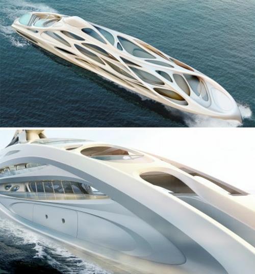 Fluid Zaha Hadid Yacht σχηματίζει ιδέες για οργανικά σχήματα