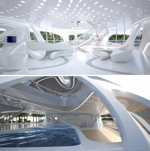 Fluid Zaha Hadid Yacht εσωτερικό οργανικό σχήμα