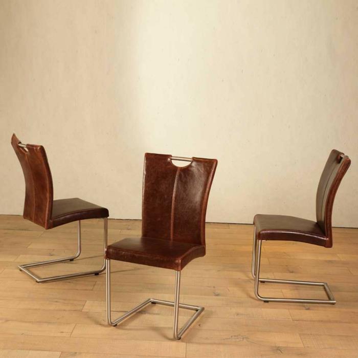 Καρέκλες Cantilever Καρέκλες σχεδιαστών Δερμάτινη καρέκλα Fury σε καφέ χρώμα