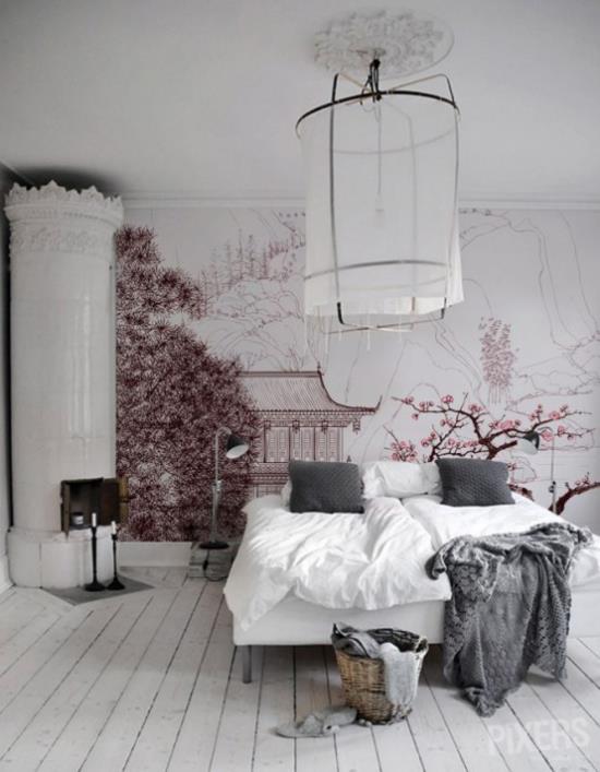 Ανοιξιάτικη διακόσμηση με άνθη κερασιού στο υπνοδωμάτιο