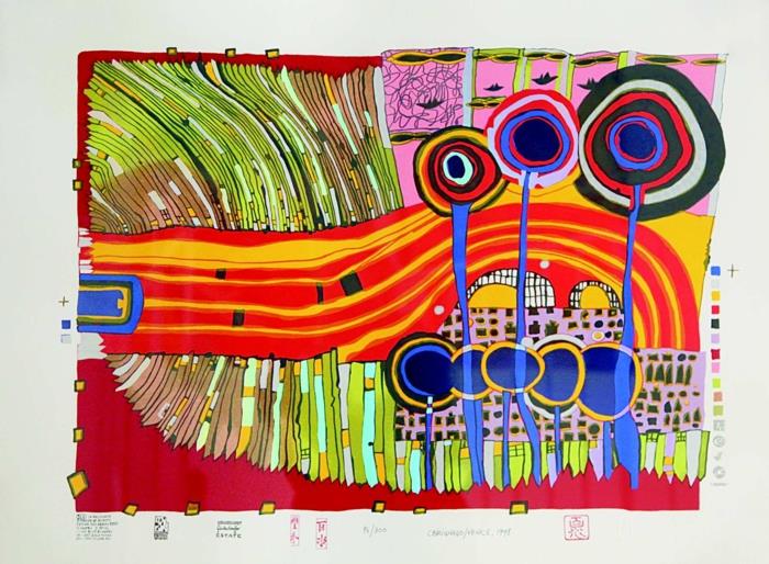 Ο Friedensreich Hundertwasser κάνει έργα τέχνης στο φράχτη