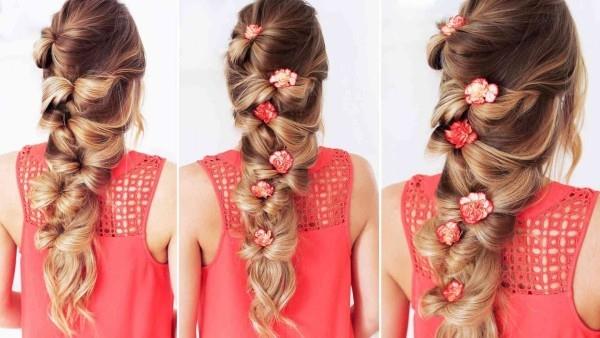 Hairstyles γυναίκες λουλούδια κοσμήματα καταρράκτη hairstyle ιδέες αξεσουάρ μαλλιών