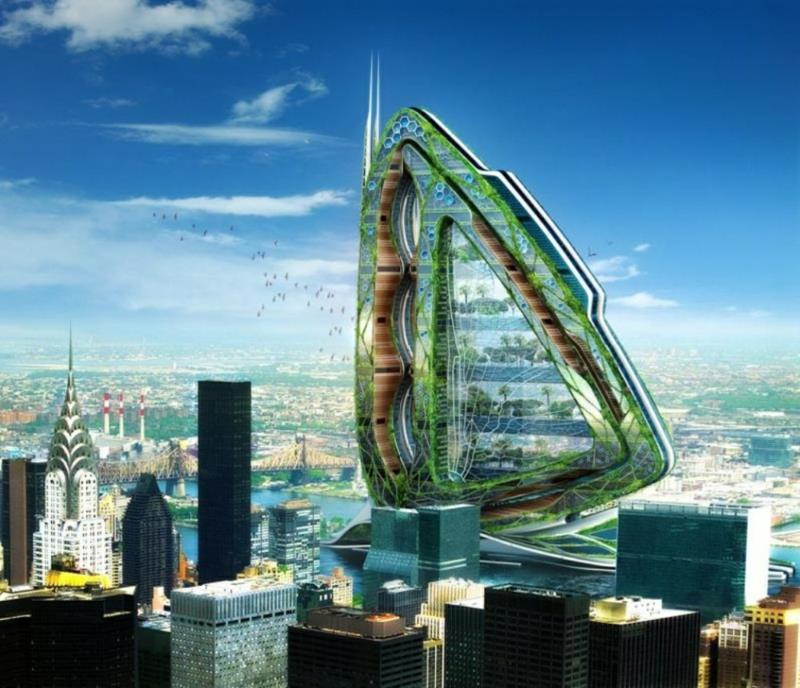 Φουτουριστική αρχιτεκτονική Δημιουργήστε και ζήστε ουρανοξύστη Dragonfly Νέα Υόρκη