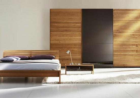 μινιμαλιστική ζεστή ντουλάπα από ξύλο για το υπνοδωμάτιο στιβαρό κρεβάτι