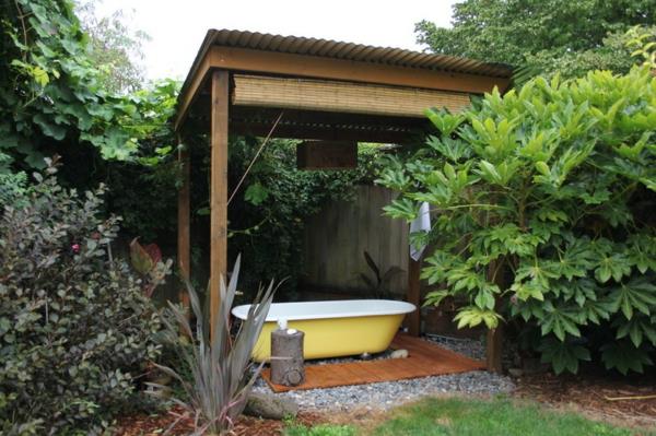 Ιδέες σχεδιασμού κήπου εξωτερικού μπάνιου ανεξάρτητη μπανιέρα