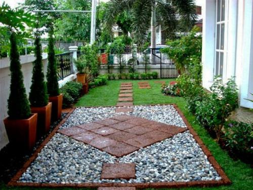 Πλακάκια σχεδιασμού κήπου με χαλίκι έξυπνα κήπο