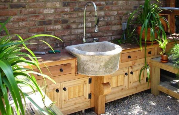 Ιδέες νεροχύτη κήπου ξύλινο ντουλάπι πλυσίματος ντουλαπιών