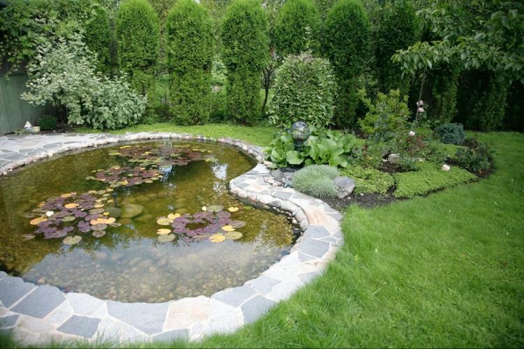 Εικόνες λίμνης κήπου τέχνη κήπου υδρόβια φυτά σχήμα λίμνης