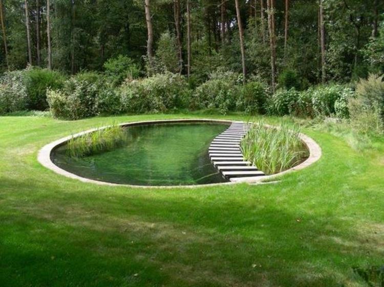 Εικόνες λίμνης κήπου δημιουργικές ιδέες κήπου στρογγυλή γέφυρα γκαζόν λιμνών