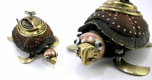 Μέρη μοτοσικλέτας ανακυκλώνουν γλυπτά χελώνα