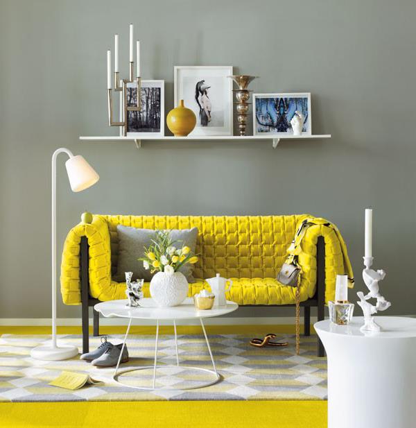 Ιδέες για κίτρινο καναπέ διακόσμηση μοντέρνο διαμέρισμα