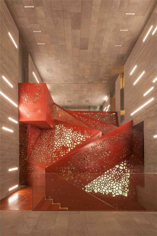 χάλκινες σκάλες διάτρητο κόκκινο fiberglass Villa Mallorca