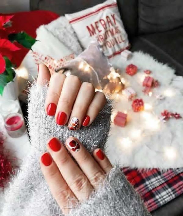 Νύχια τζελ για τα Χριστούγεννα - όμορφες ιδέες και τρέχουσες χρωματικές τάσεις σχέδια κόκκινων νυχιών