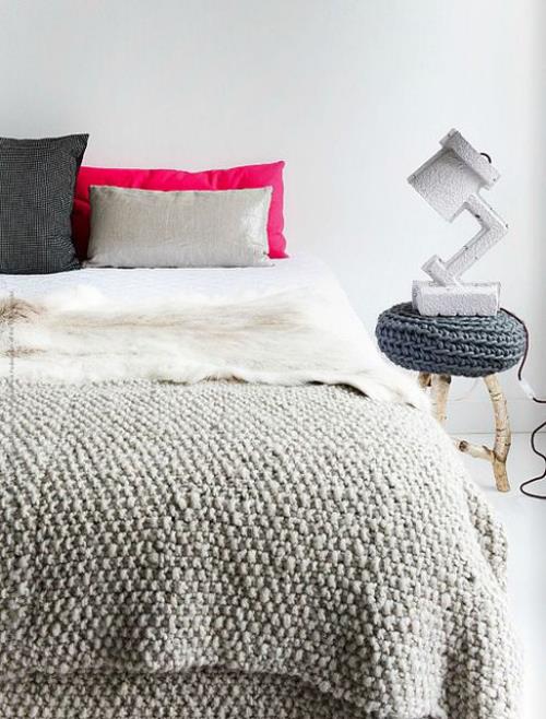 Φτιάξτε ένα ζεστό υπνοδωμάτιο το χειμώνα πλεκτή κουβέρτα πλεκτό κάλυμμα λαμπτήρα σκαμπό