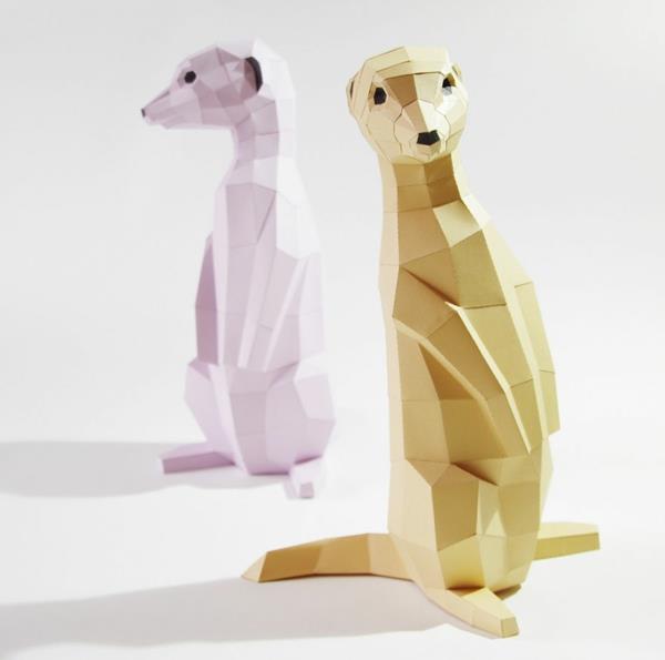 Γεωμετρικές φιγούρες ζώων φτιαγμένες από χάρτινα ζιβάγκο