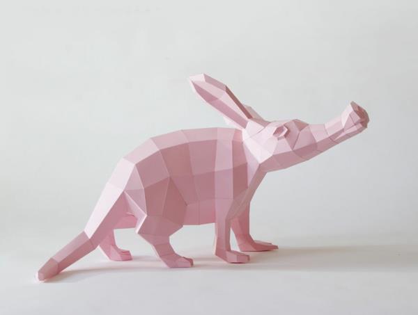 Γεωμετρικές φιγούρες ζώων origami από χάρτινο ροζ φίλο