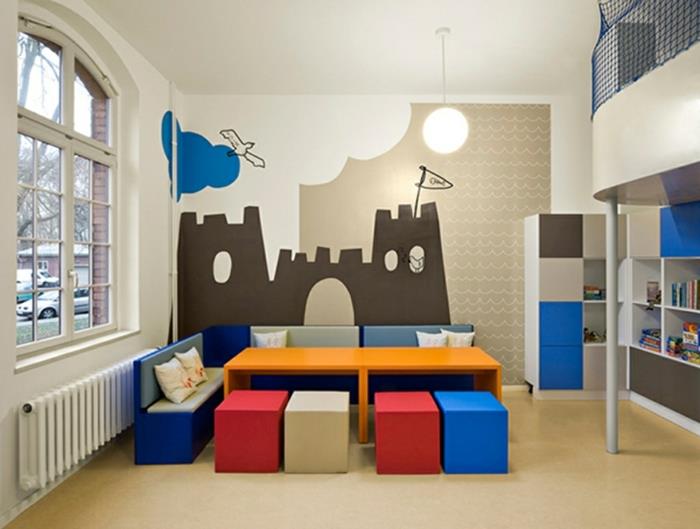 Σχεδιασμός παιδικού δωματίου σχεδιασμός τοίχου γραφείο ντουλάπα χαλί ενυδρείο