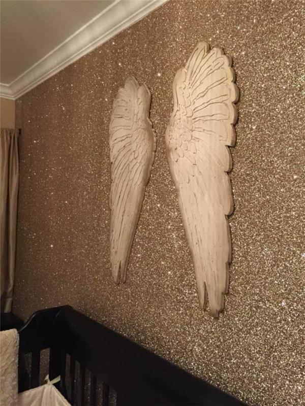 Γκλίτερ βαφή τοίχου ασημένια ταπετσαρίες φτερά αγγέλου